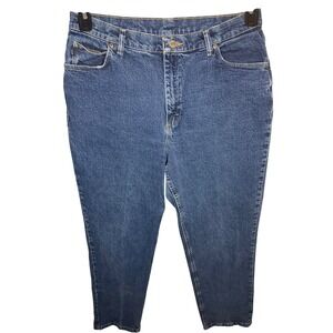 Lee Regular Fit Mid Rise Straight Leg Jeans Women Size 16 Average Blue Denim